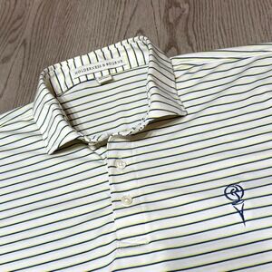 Holderness & Bourne Golf Polo Shirt Sutton Tailored Fit White Striped XL Stretch